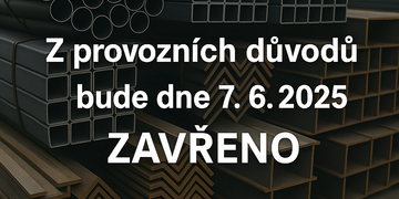 ZAVŘENO HUTNÍ PRODEJ